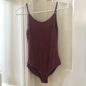 Urban Outfitters Plum Ribbed Bodysuit